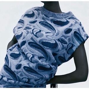 ZARA Sweater Pullover Shirt Blue Paisley Tunic Top Size L